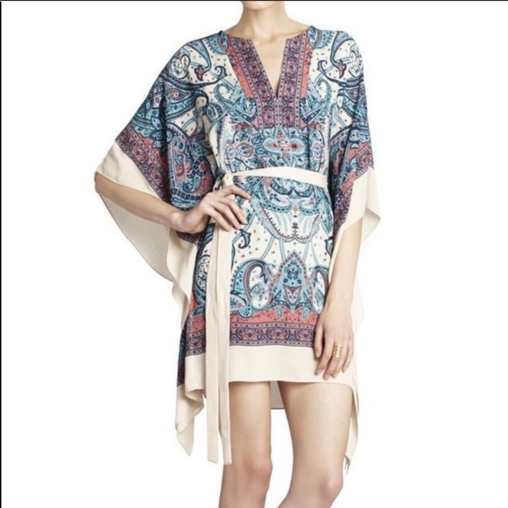 BCBG Inesa Scarf Caftan Mini Dress Small